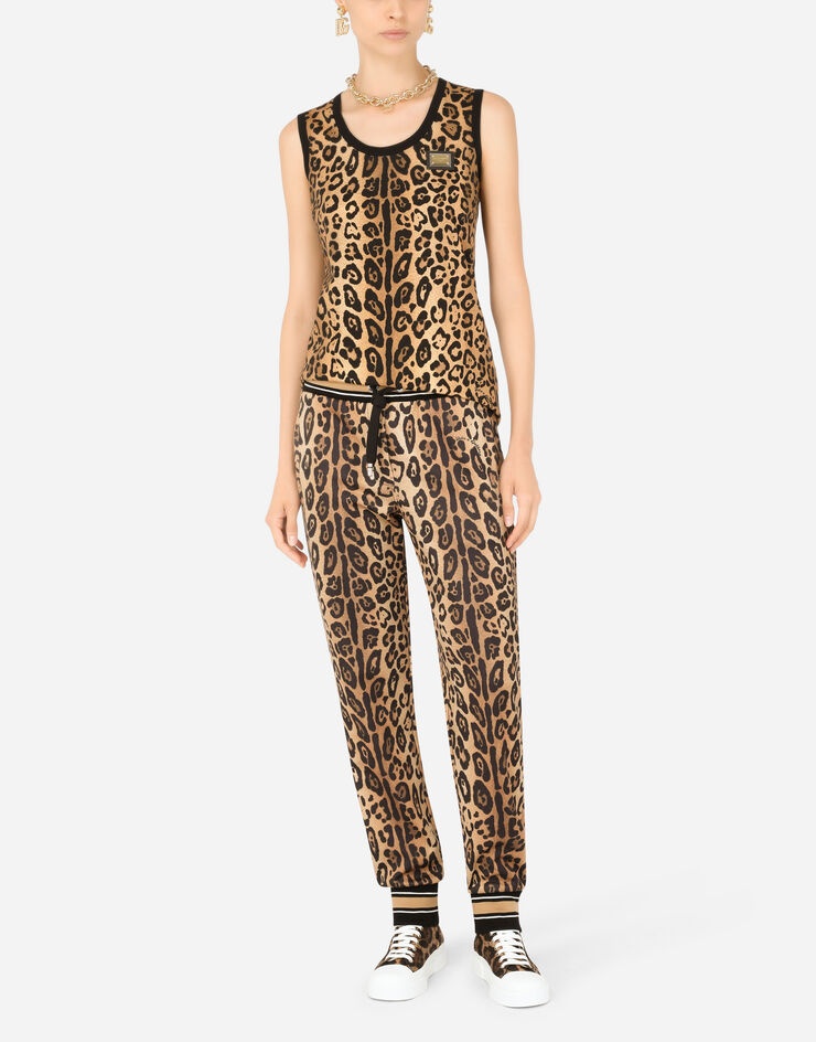 Leopard-print jersey tank top - 6