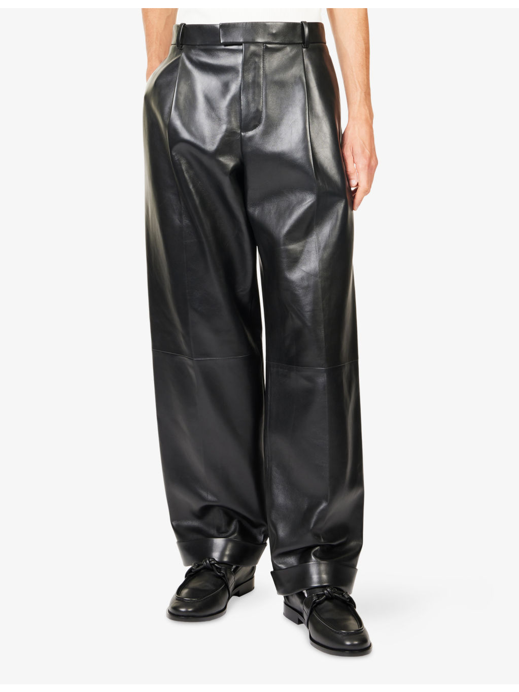 Regular-Fit Straight-Leg Leather Trousers - 3