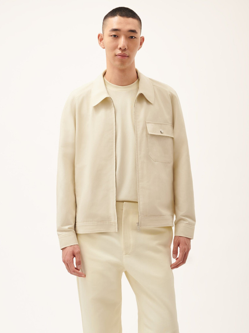 PANGAIA Mens DNA Cotton Linen Harrington Jacket - Travertine Beige outlook