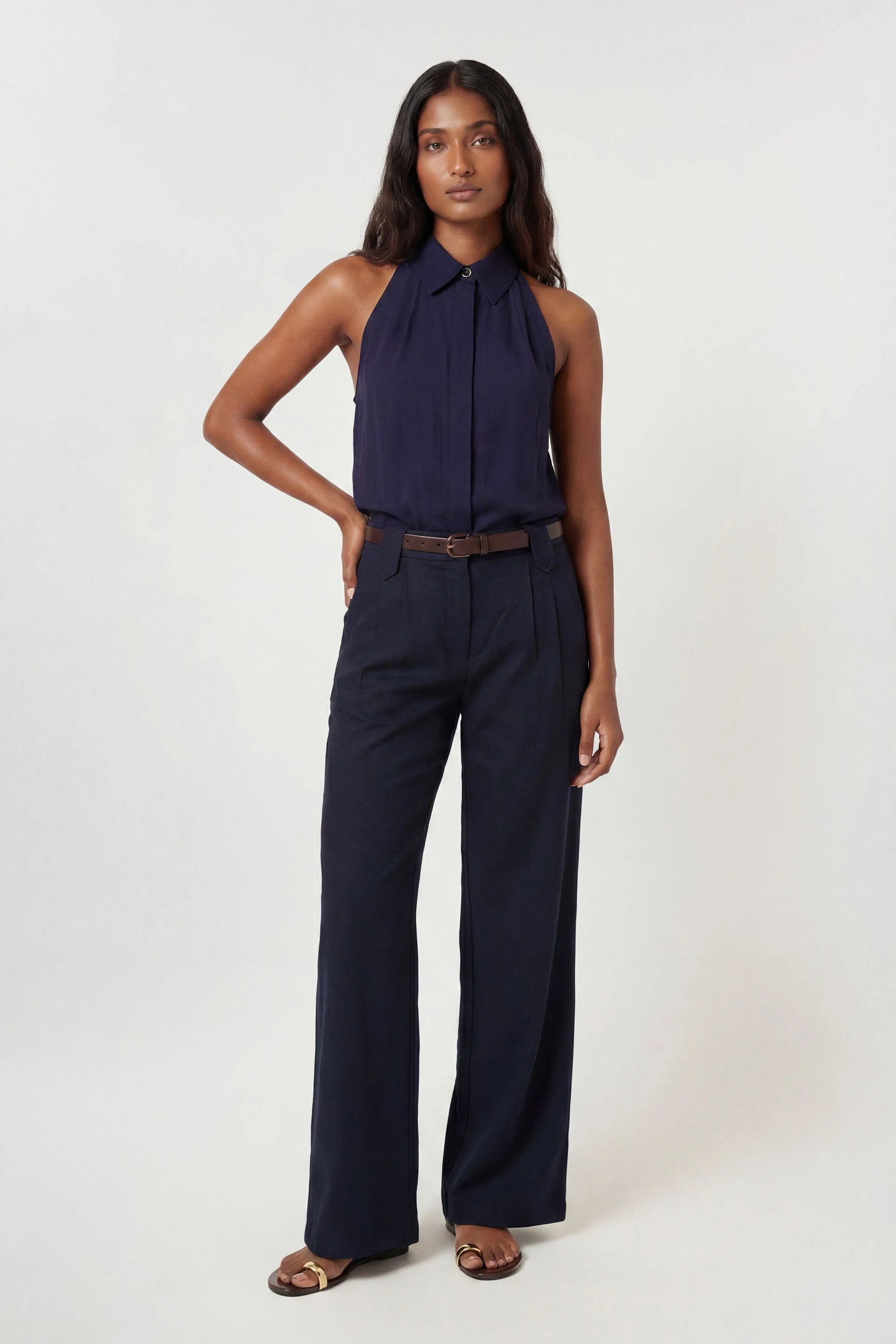 Premium Linen Viscose Halter Collared Woven Shirt - 1