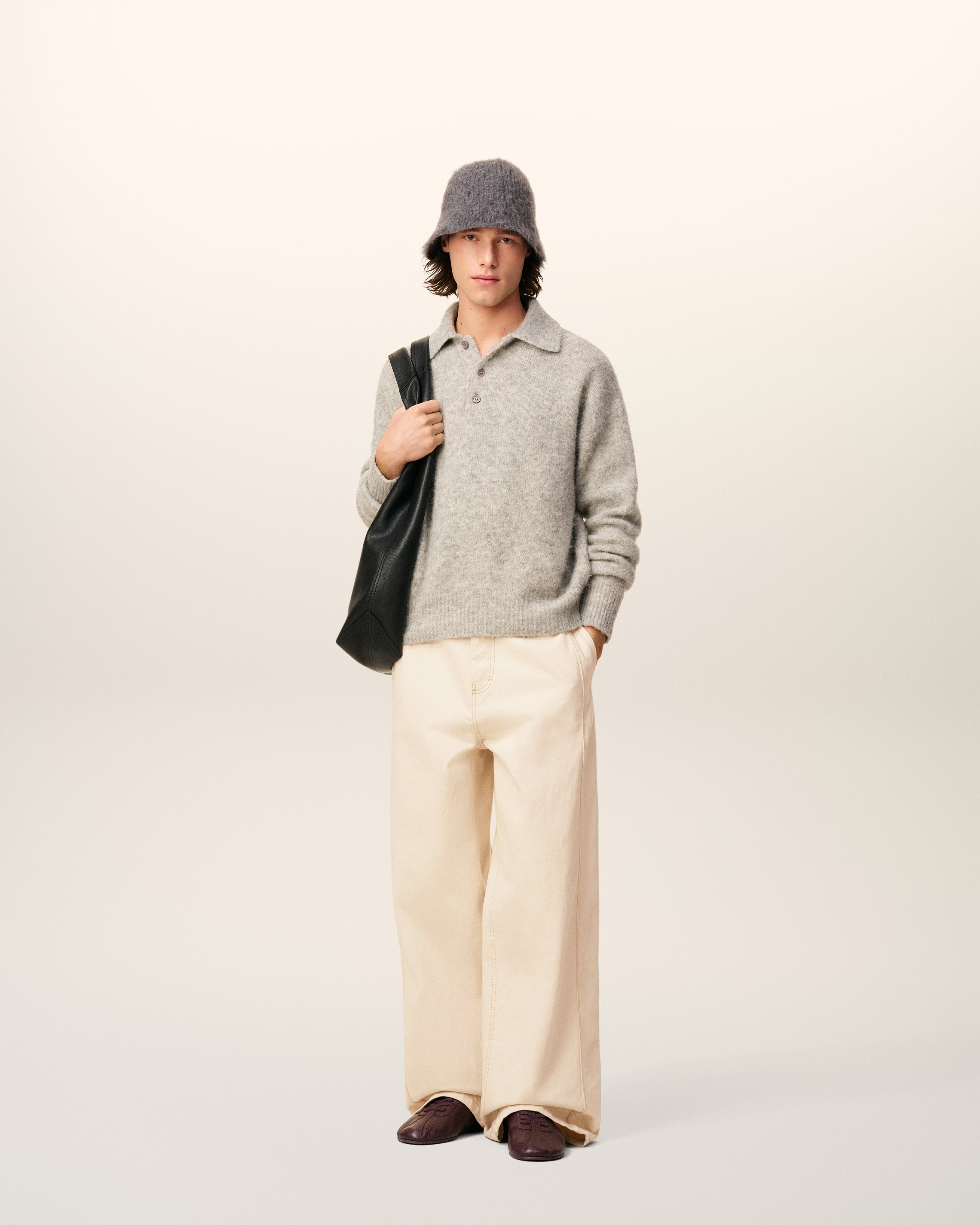 WHITE COTTON WIDE FIT JEANS - 2