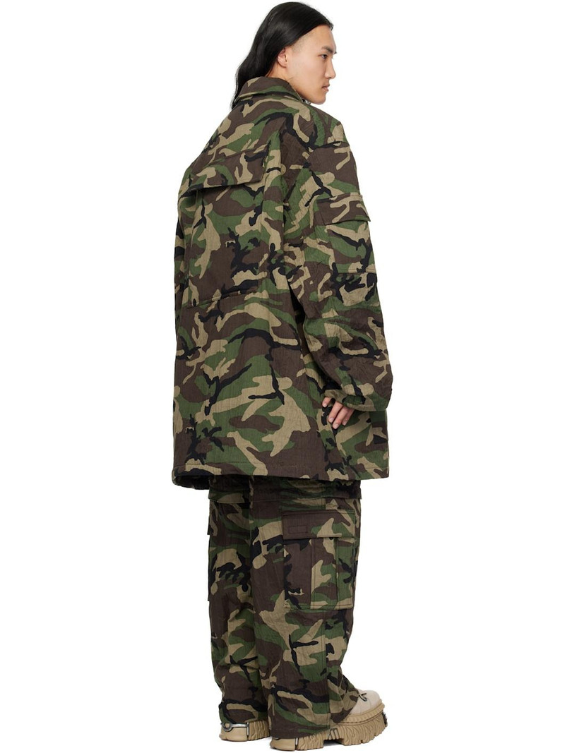 Khaki Runway Metalized Wrinkled Utility Jacket 3