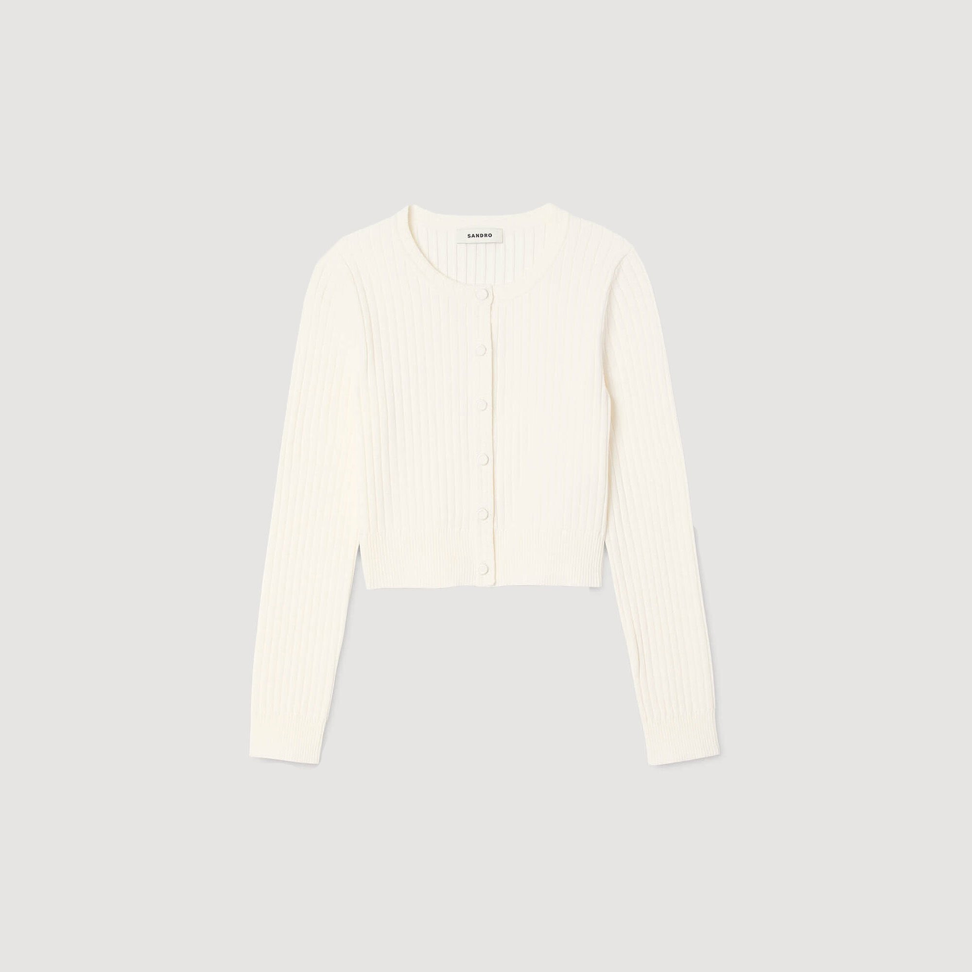 CROPPED RIB KNIT CARDIGAN - 6
