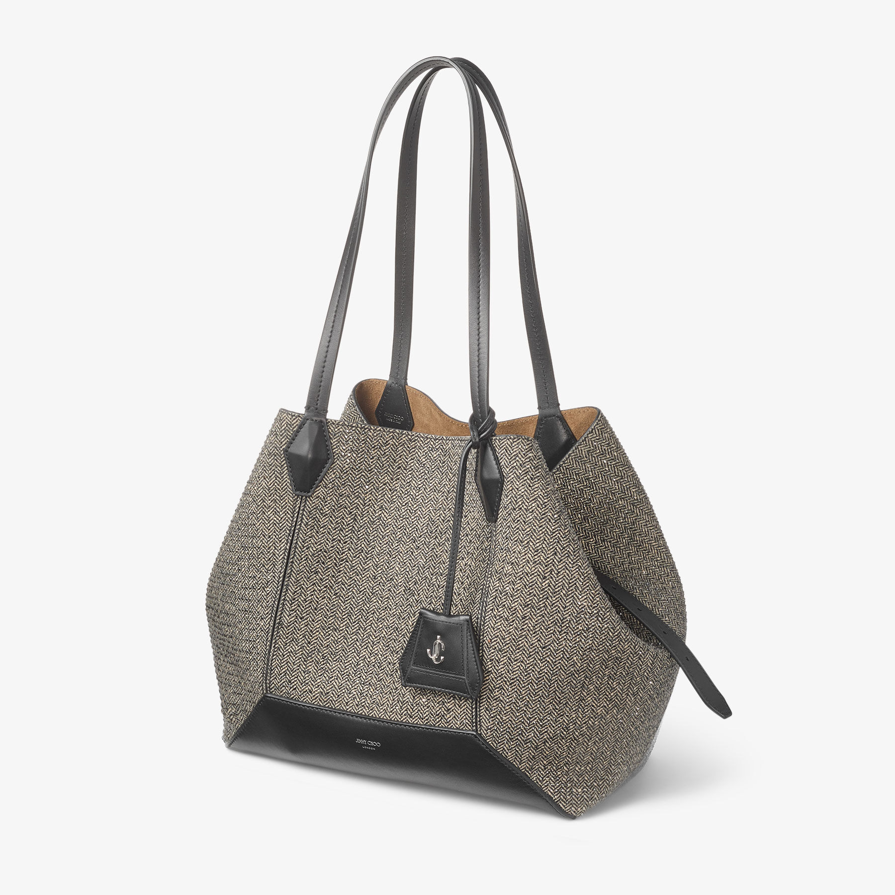 Diamond Tote M
Black Crystal Herringbone Fabric Tote Bag - 3