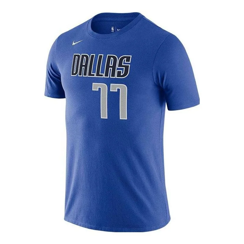 Men's Nike NBA Dallas Mavericks Doncic Alphabet Numeric Basketball Sports Short Sleeve Blue T-Shirt - 1