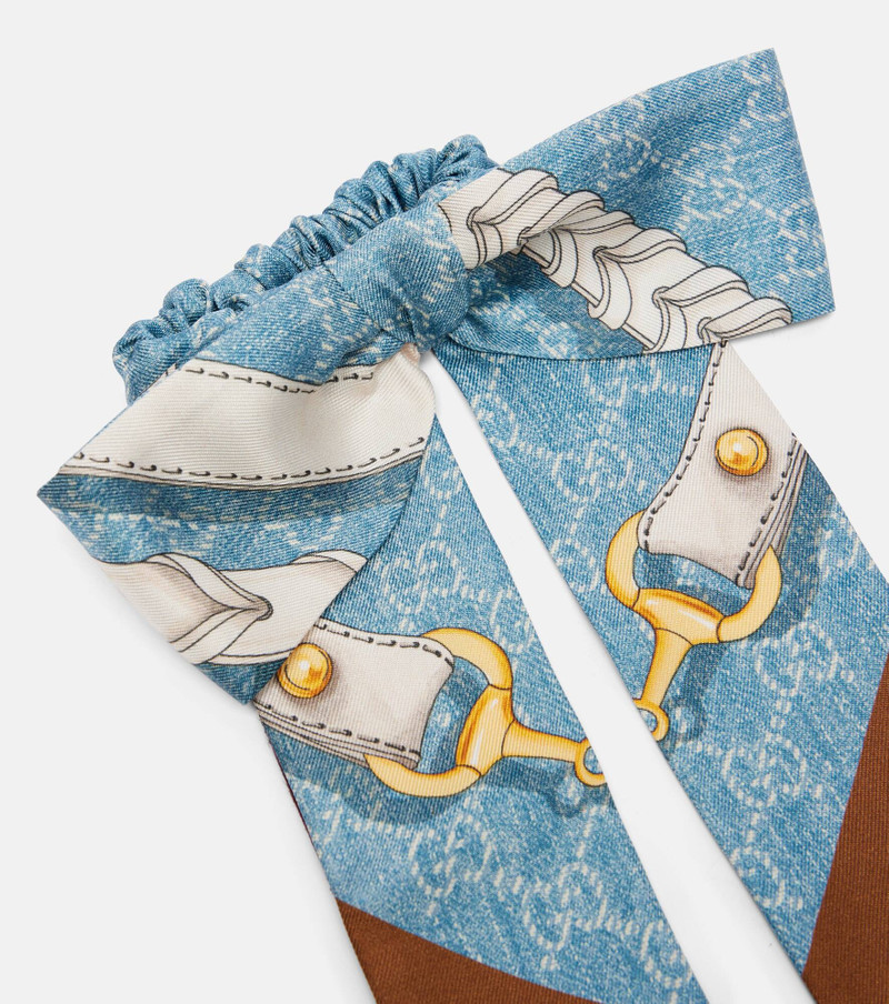 GUCCI Horsebit printed silk twill scrunchie outlook