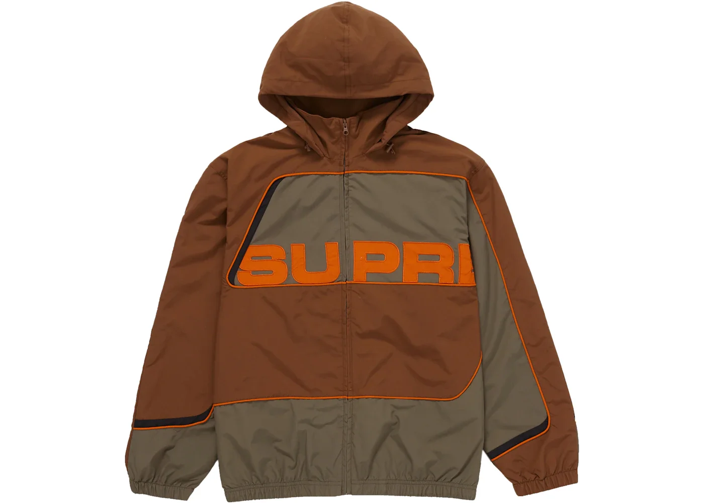 Supreme S Paneled Track Jacket Brown - 1