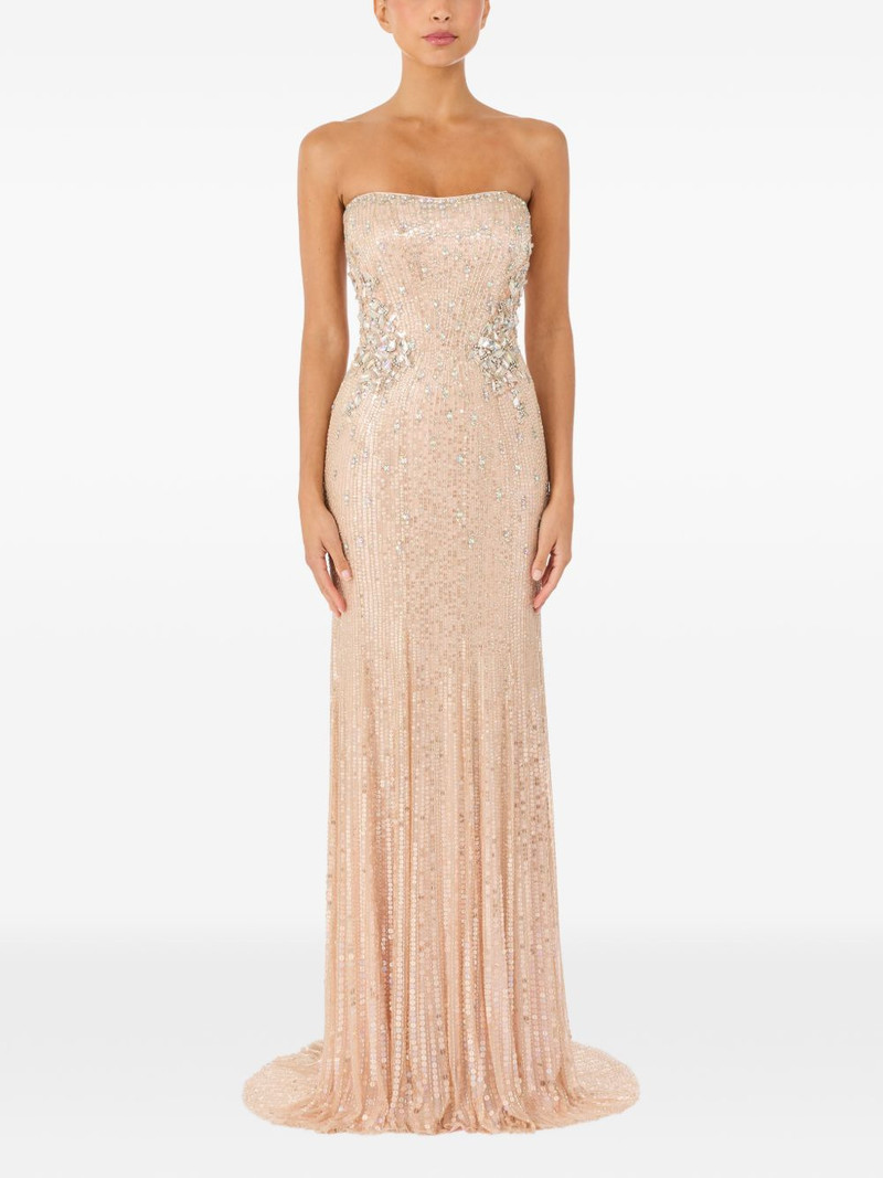JENNY PACKHAM Topaz sequin-embellished strapless maxi dress outlook