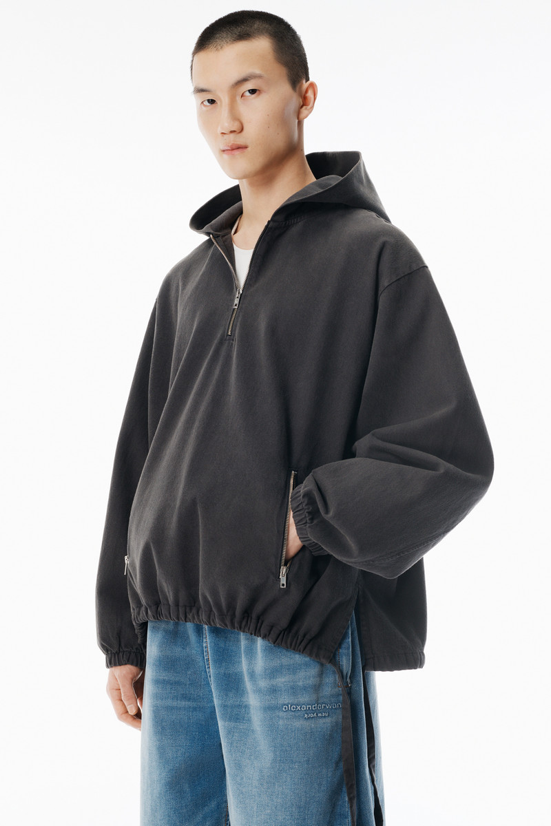 Grey Half-Zip Cotton Hoodie 3