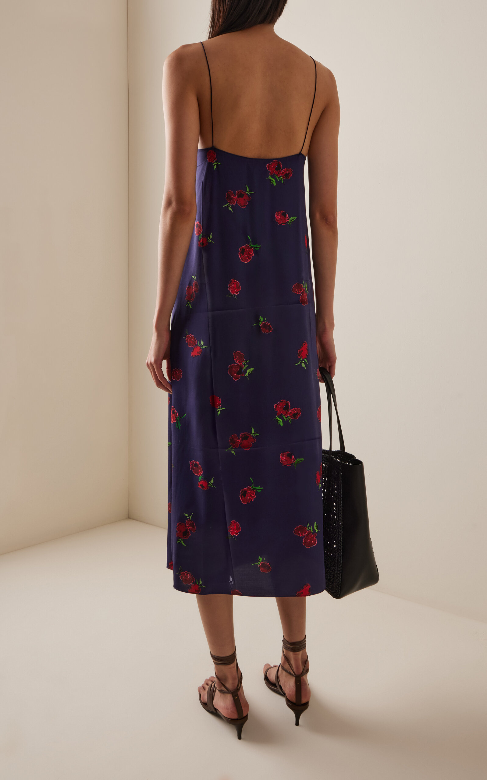 Sicily Printed Silk Midi Dress navy - 4