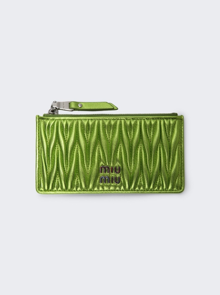 Matelassé Zipped Card Case Green - 1