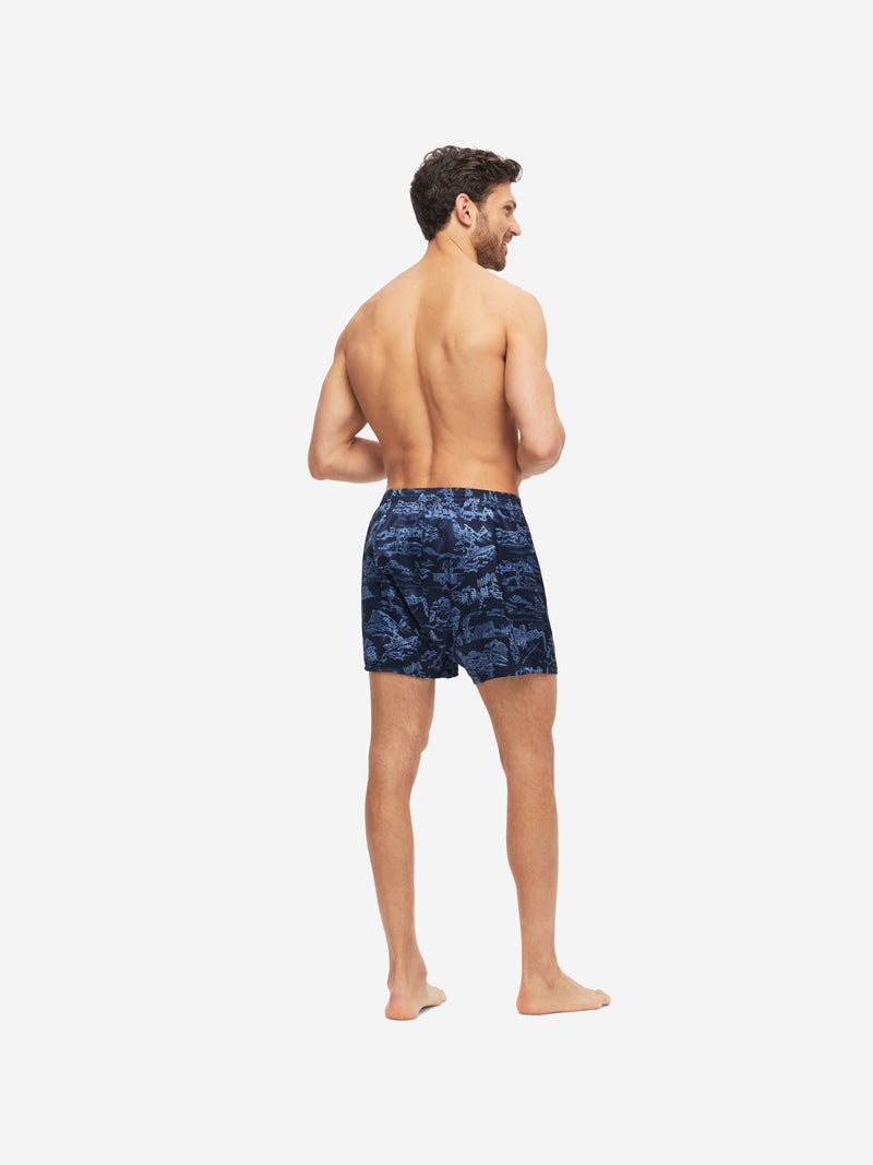 Men's Classic Fit Boxers Brindisi 84 Silk Satin Navy - 4