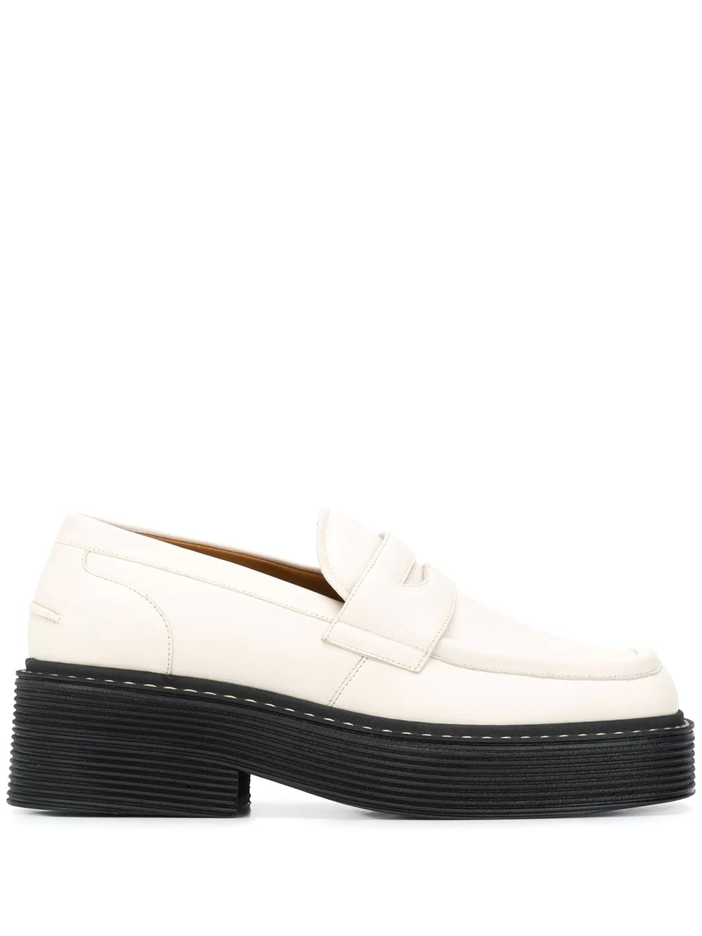 square-toe platform leather loafers - 1