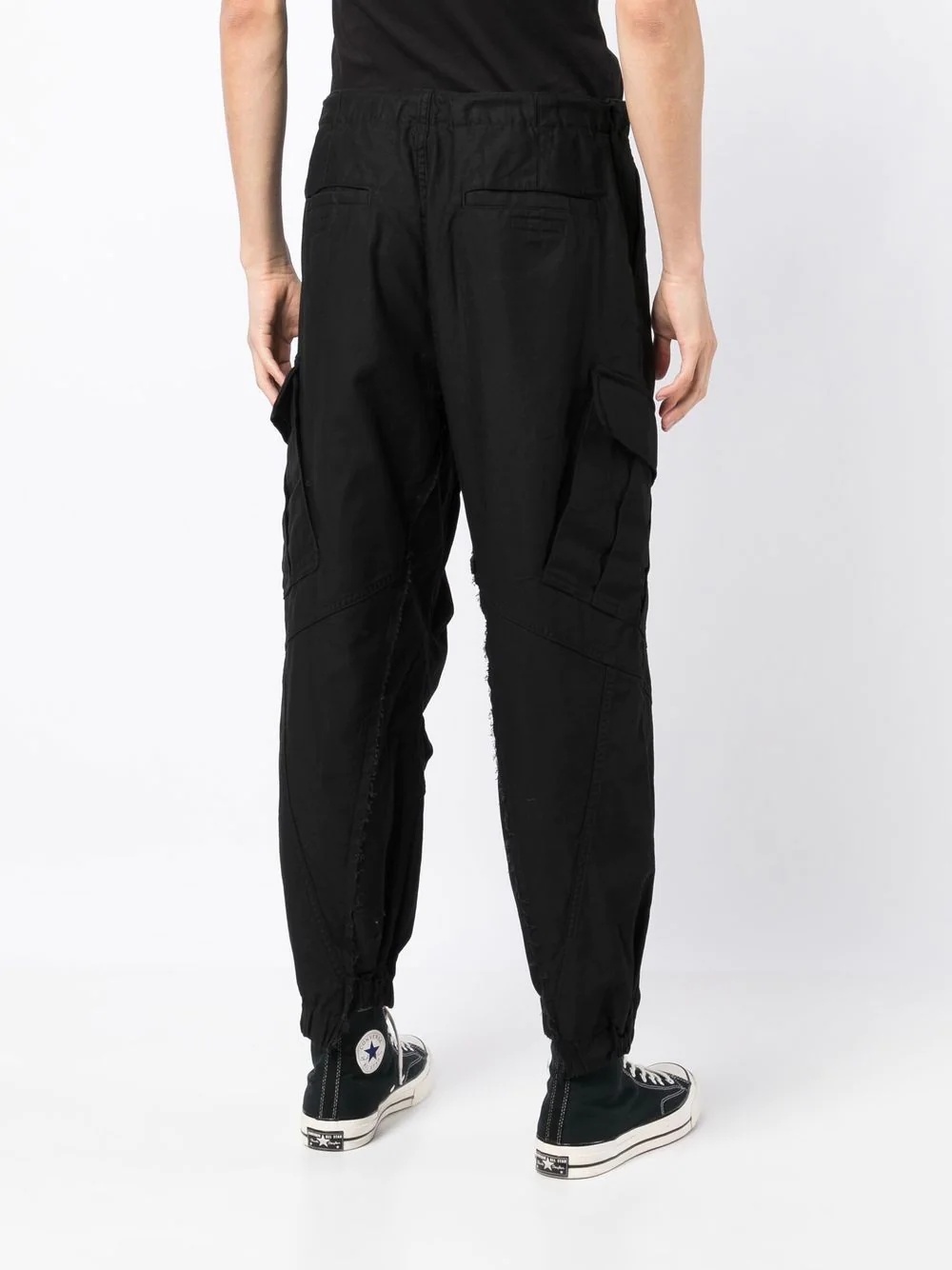 raw-cut tapered cargo trousers - 4