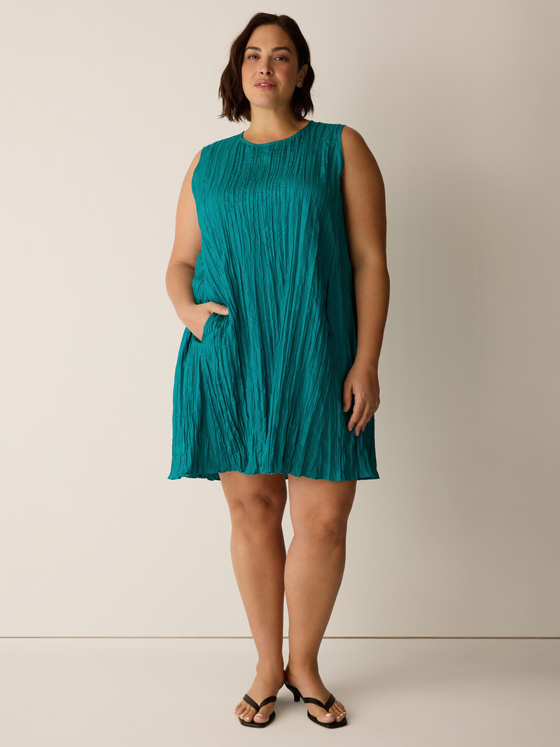 Crushed Silk Round Neck Dress 6