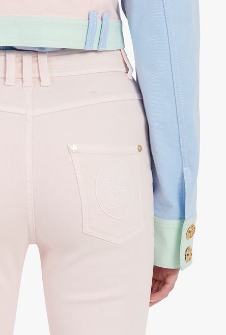 Pale pink skinny cut jeans - 5