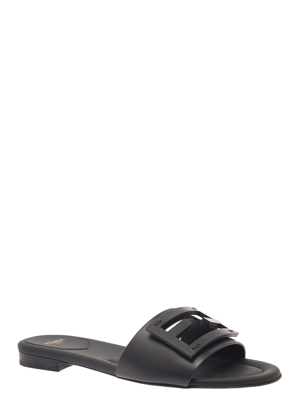 Fendi Women Leather Slide Mules With Logo Buckle - 2