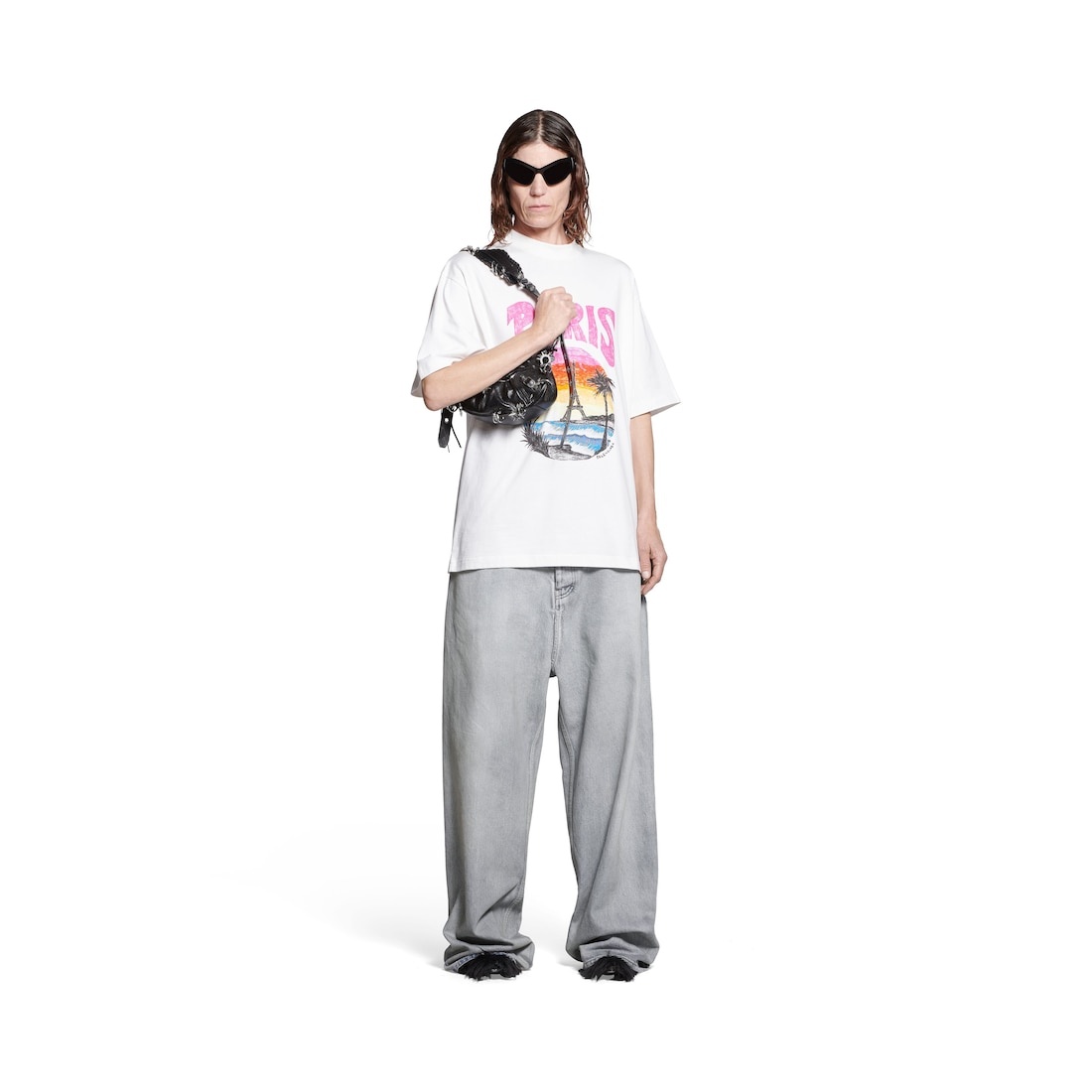 BALENCIAGA Paris Tropical T-shirt Medium Fit in White