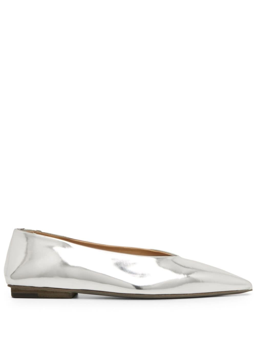 patent leather silver ballerina shoes - 1
