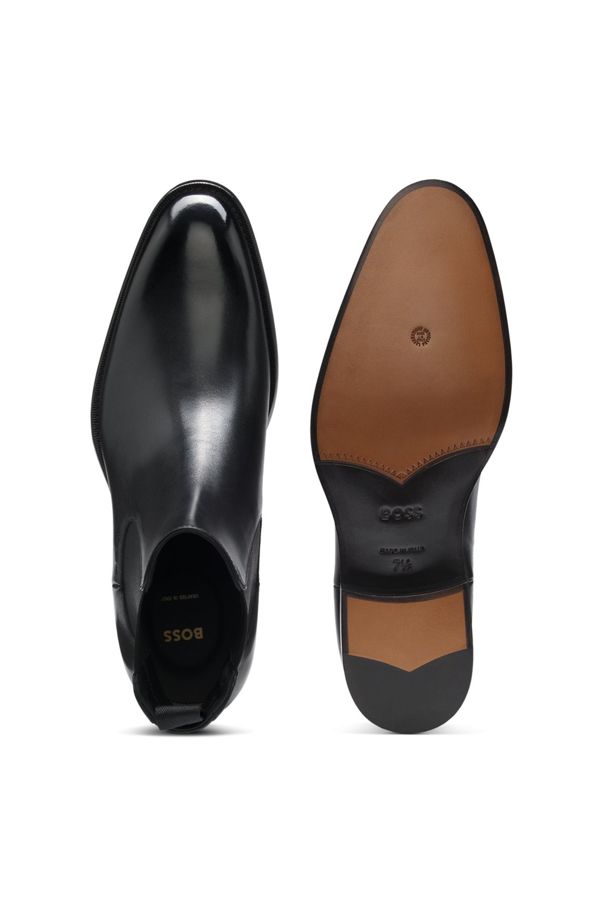LEATHER CHELSEA BOOTS WITH ELASTICATED PANELS - 4