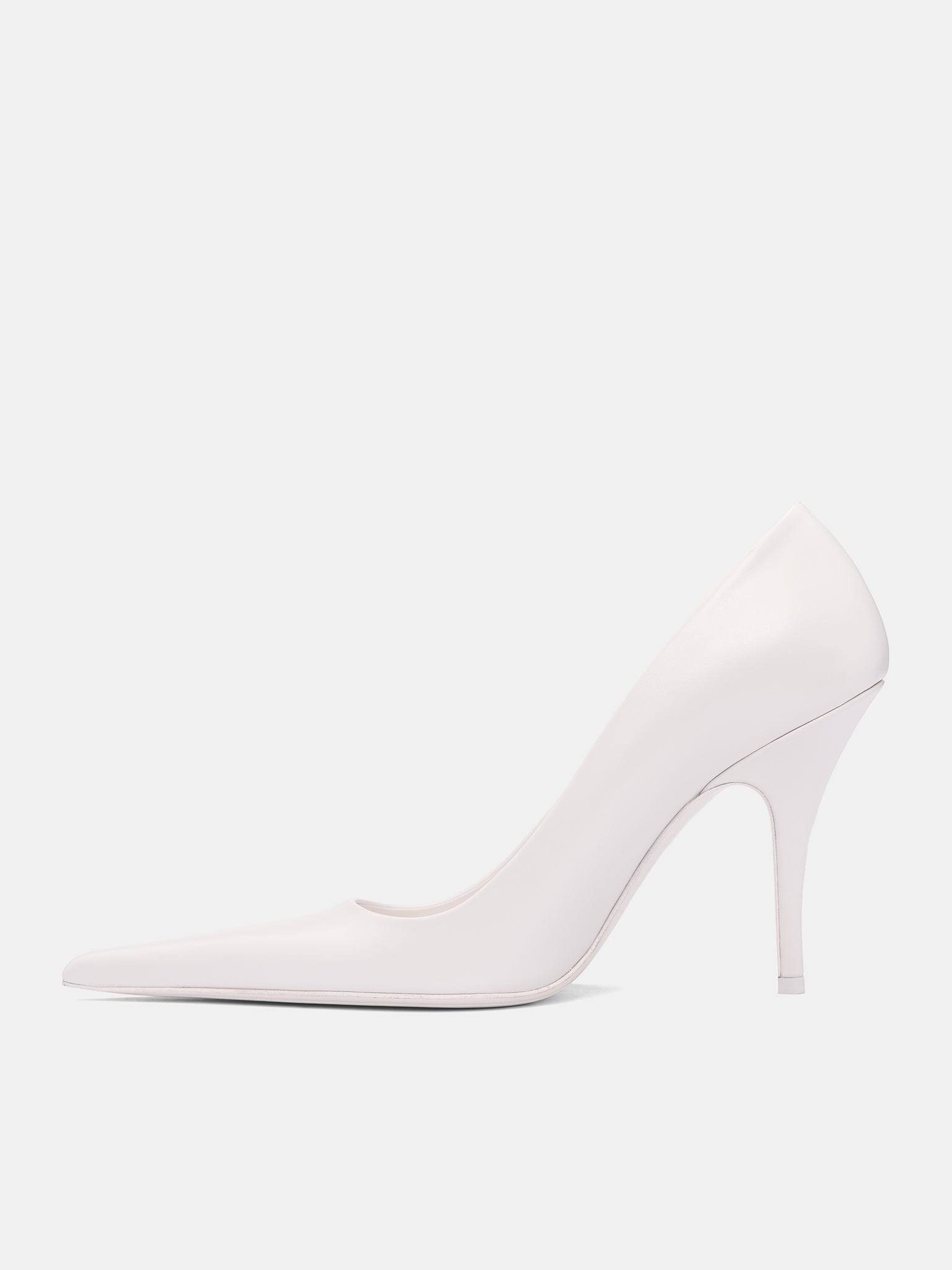 White Leather Sharp Pumps - 3