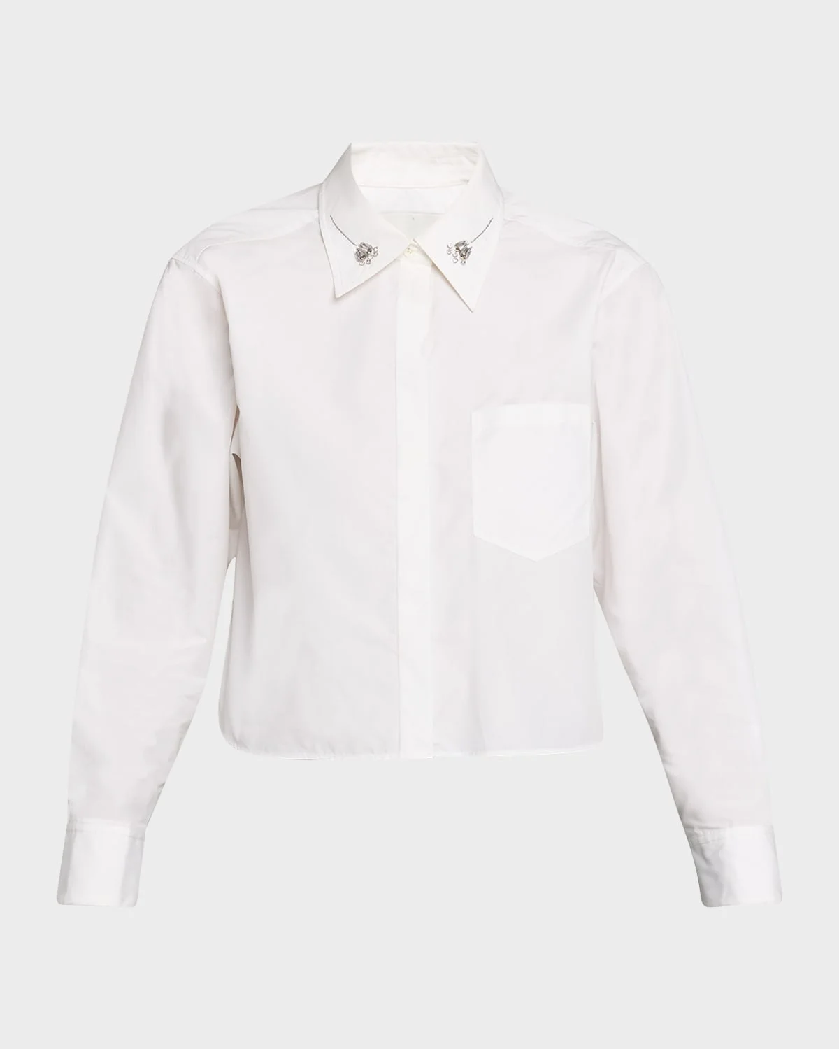 Long-Sleeve Shirt with Embellished Collar - 1