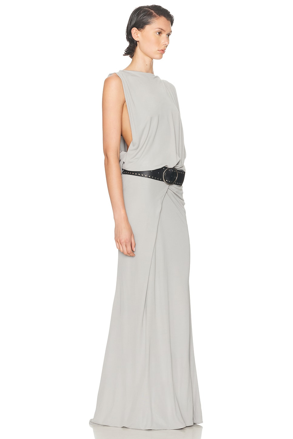 Leather Belted Drop Jersey Dress - 2