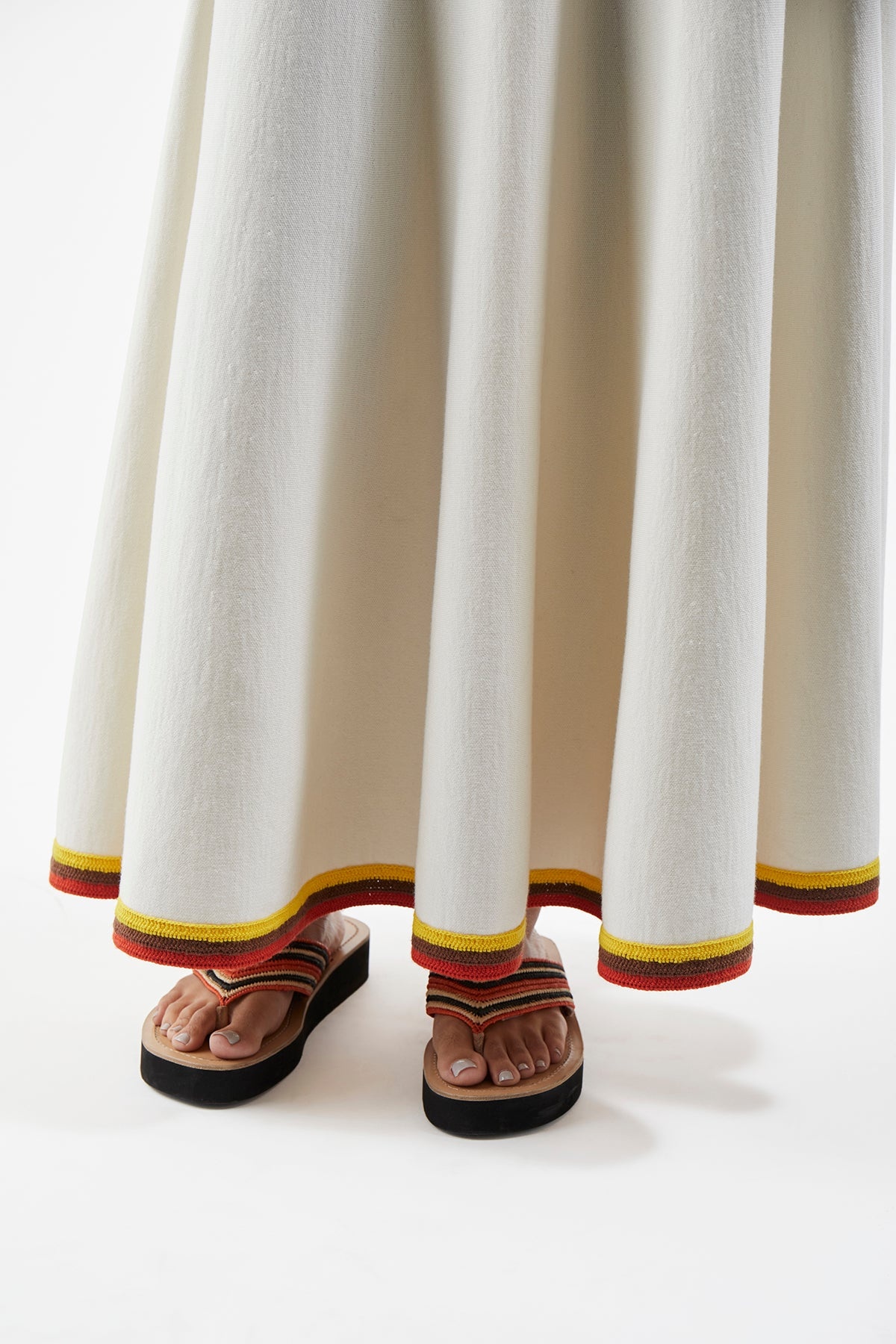 Mira Skirt in Ivory Multi Merino Wool - 6