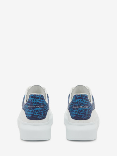 Alexander McQueen Men's Oversized Sneaker in White/lapis Blue outlook