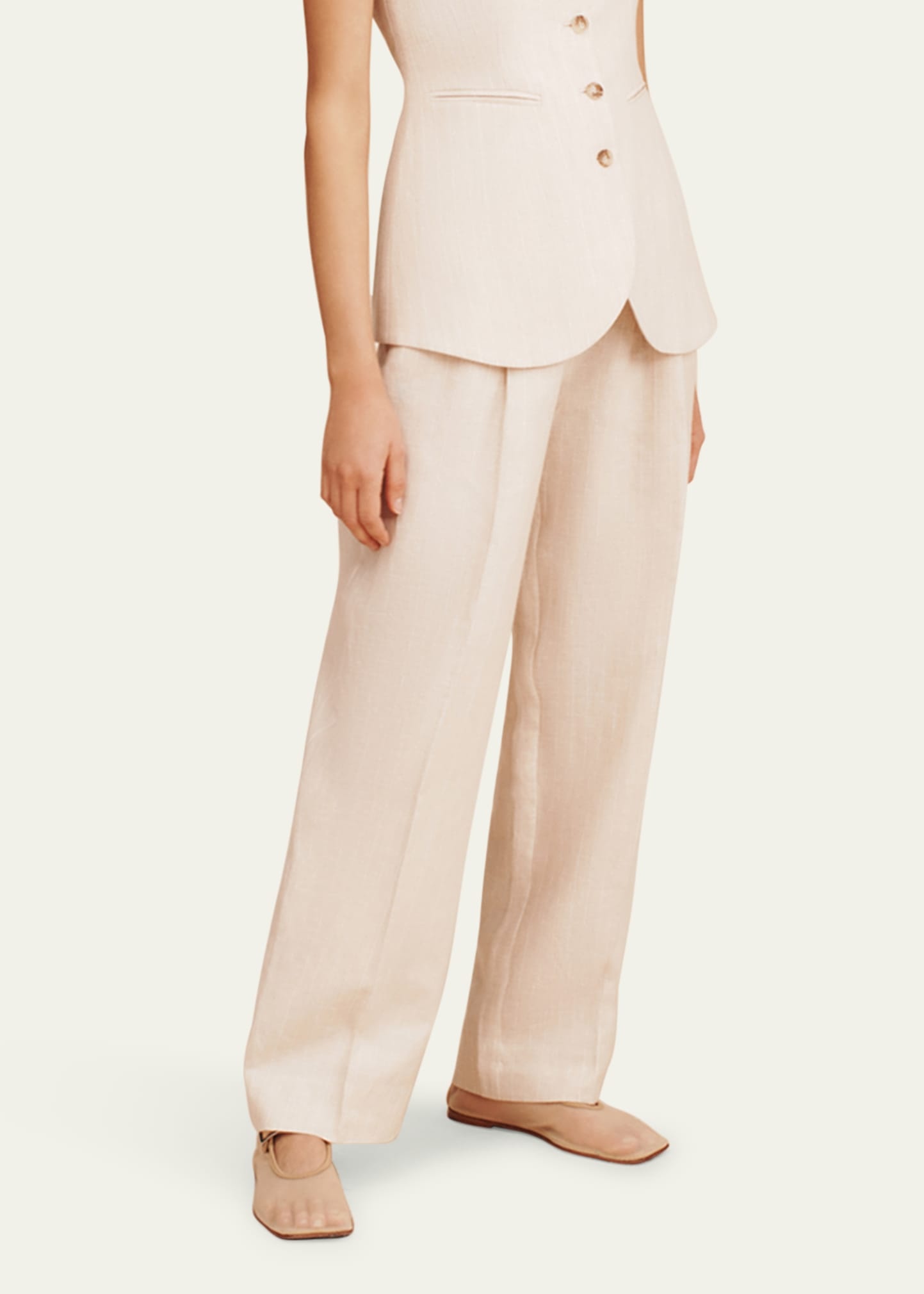 Lucille Pinstripe Linen Trousers - 4