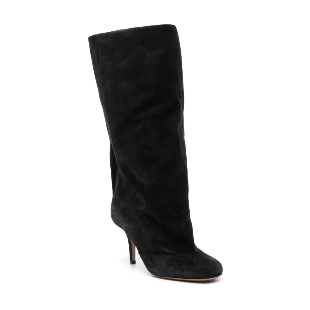 PARIS TEXAS BLACK SUEDE MID-CALF STILETTO BOOTS miinto REVERSIBLE