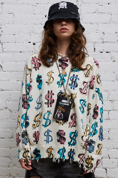 R13 DOLLAR SIGN OVERSIZED SWEATER - MULTICOLOR | R13 outlook