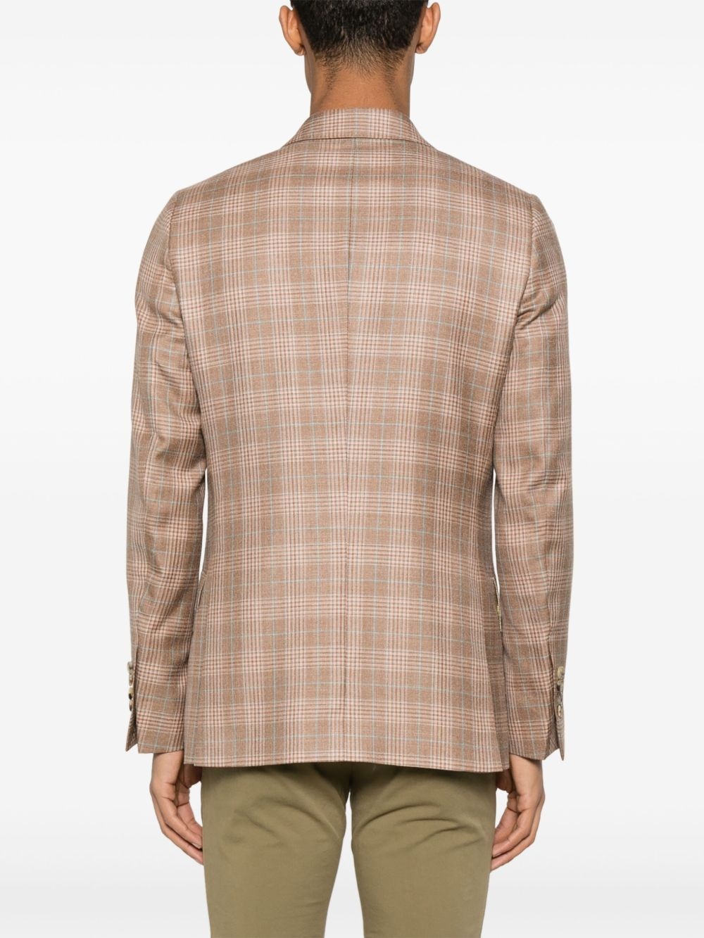 checked double-breasted blazer - 4
