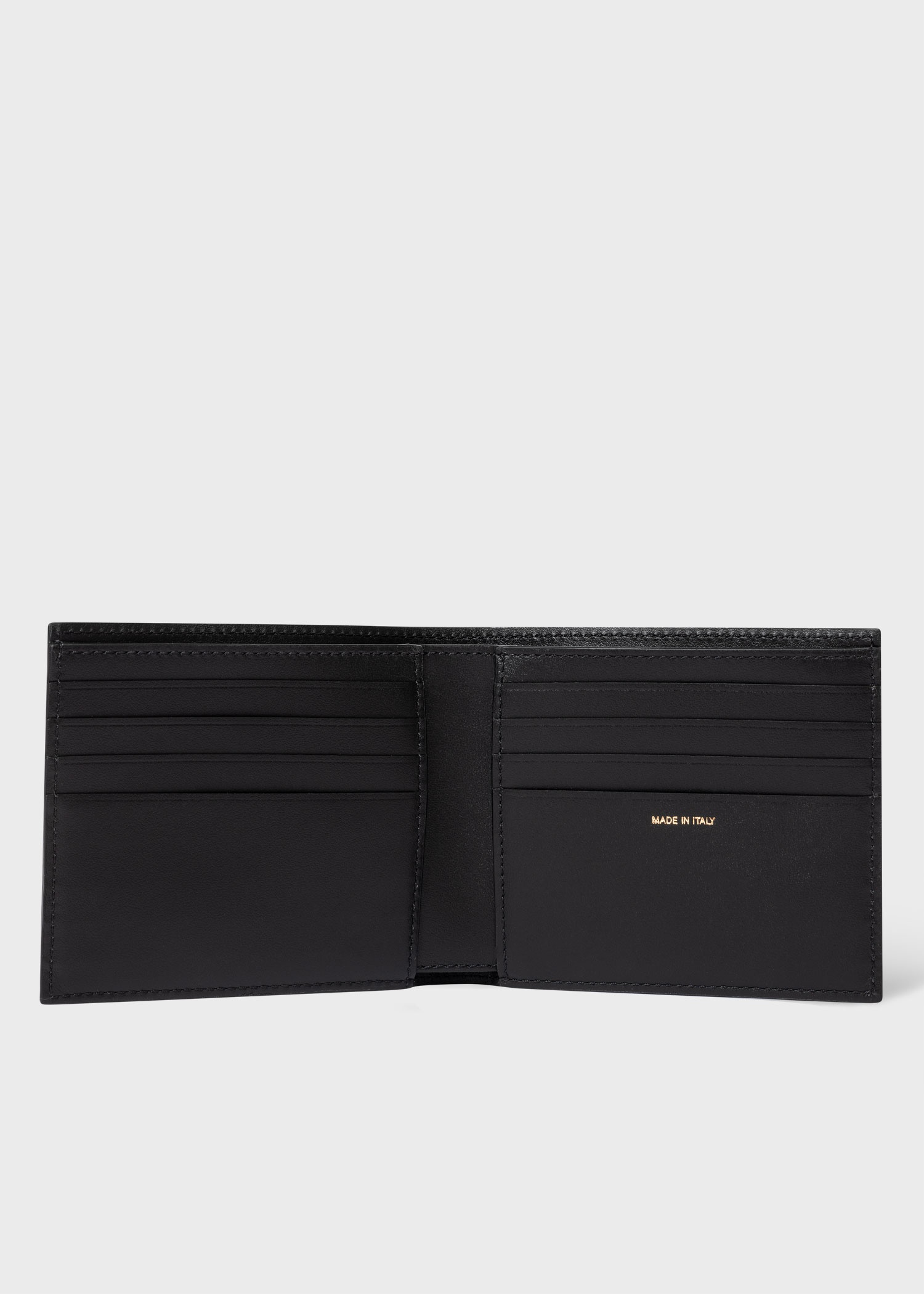 Black Leather 'Signature Stripe Block' Billfold Wallet - 2