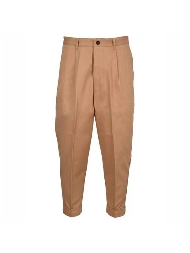 Heart Logo Crop Chino Baggy Pants Beige - 1