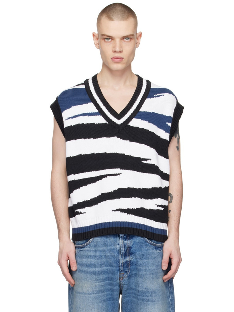 White & Black Striped Vest - 1