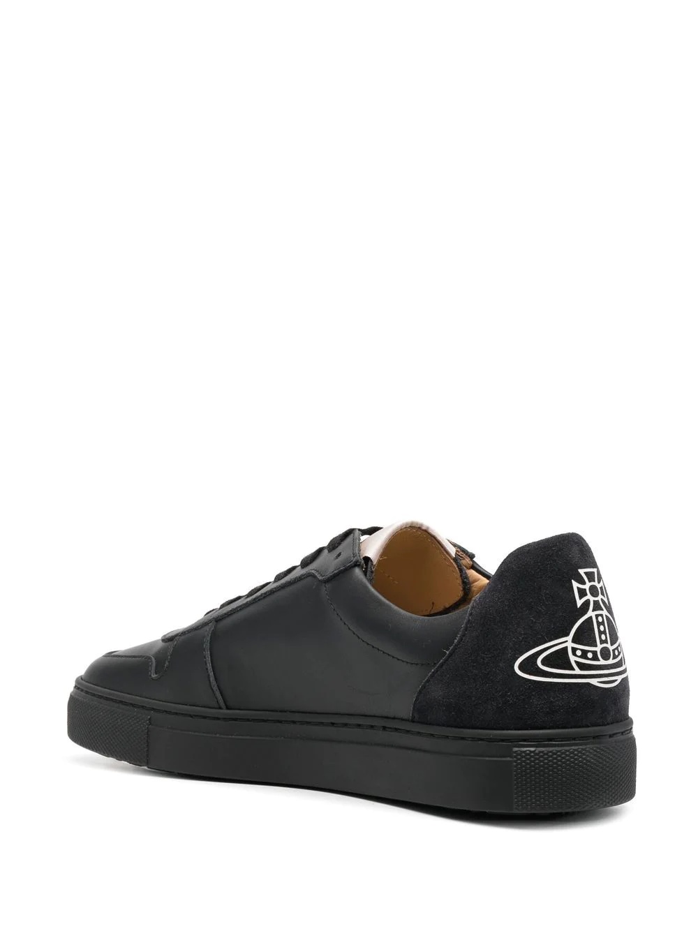 logo-print calf leather sneakers - 3