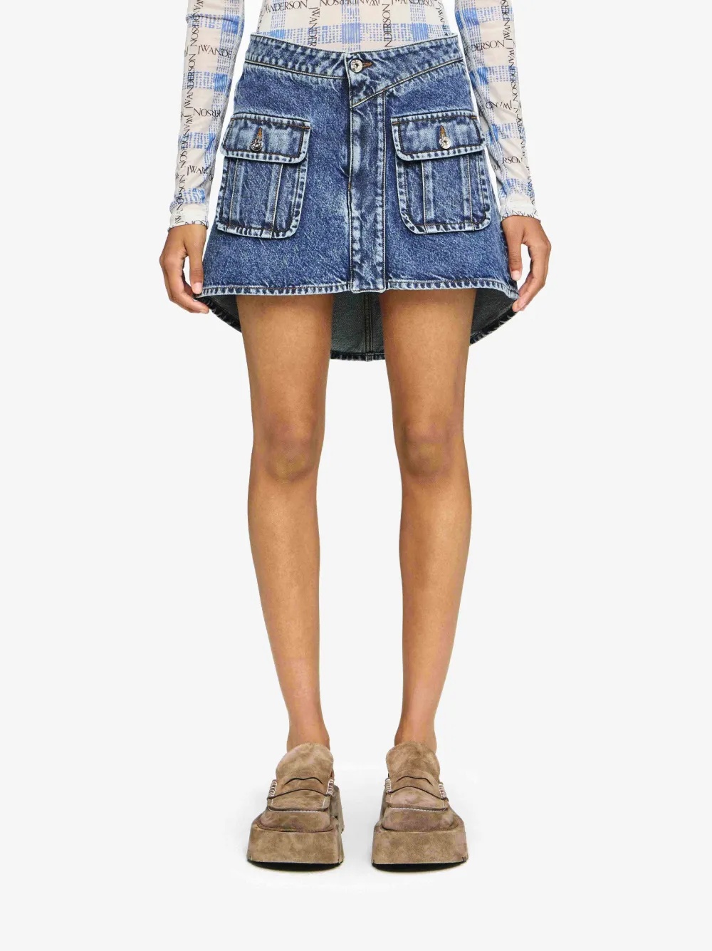 CURVED PATCH POCKET MINI SKIRT - 2