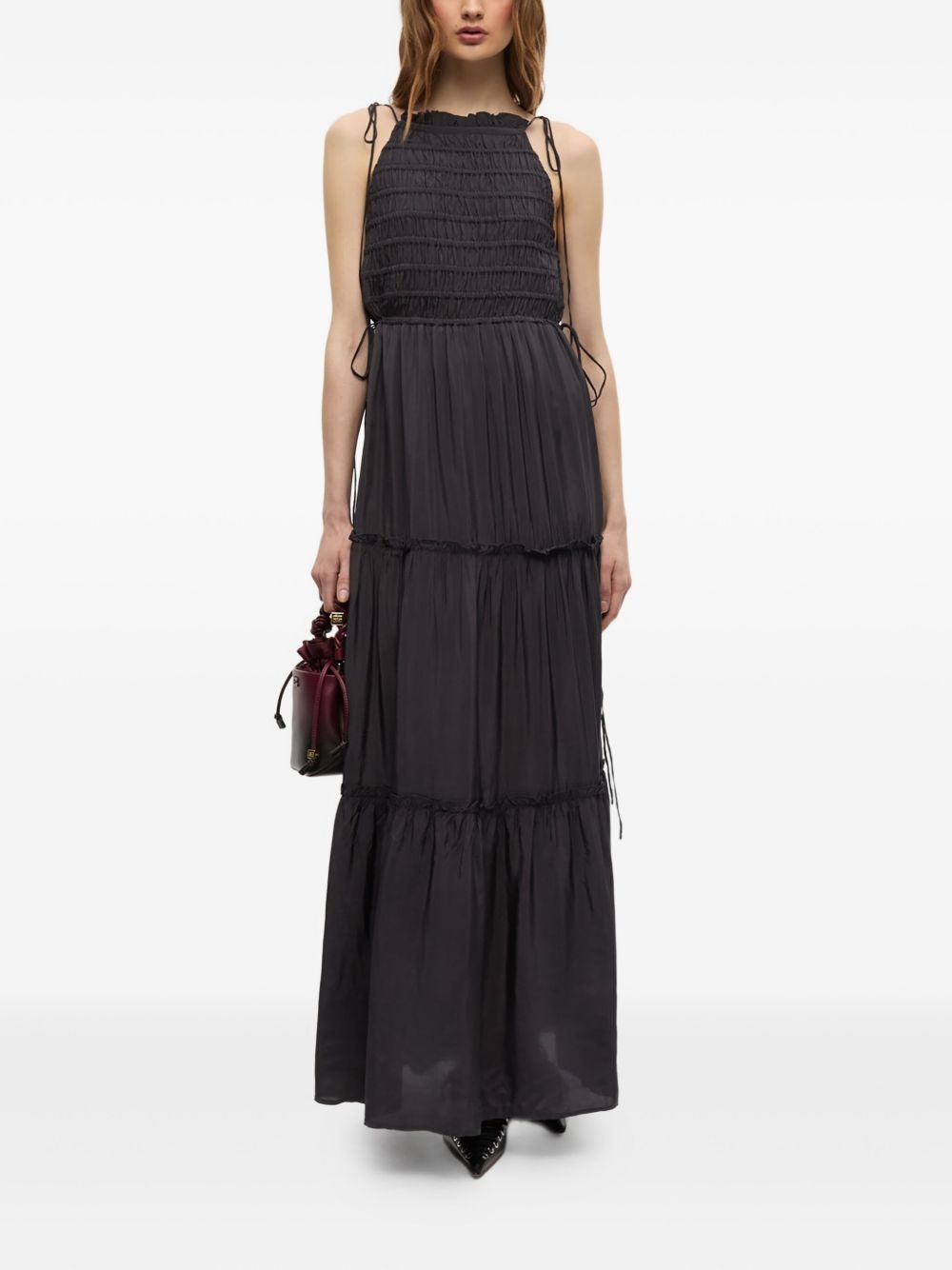 tie-strap smocked maxi dress - 2