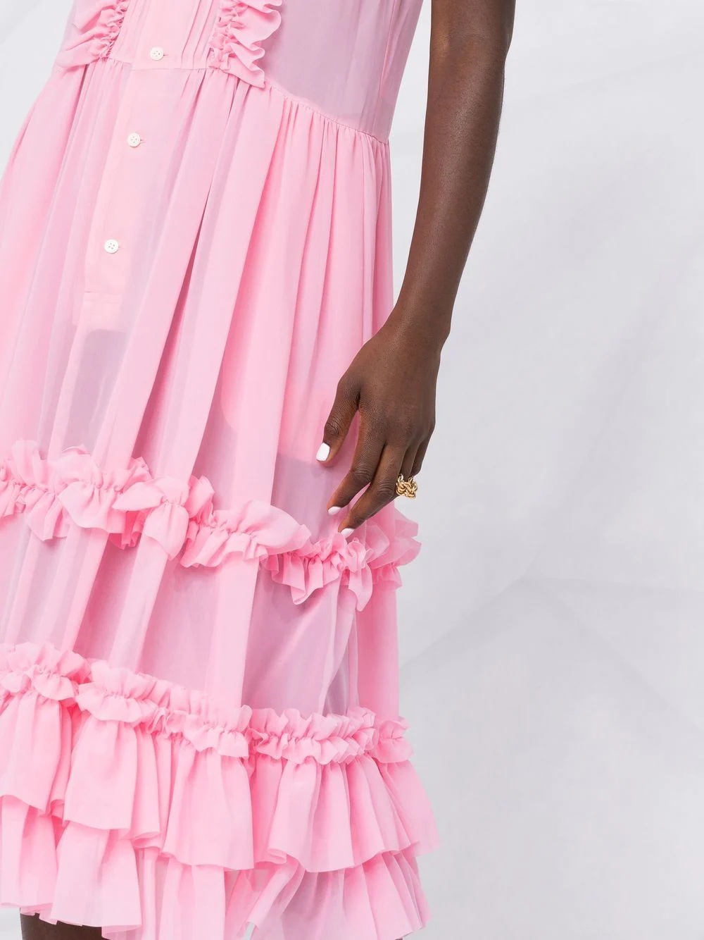 ruffled detail midi dress - 5