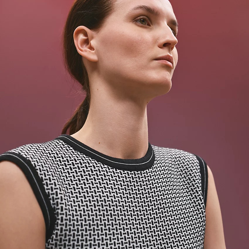 "Mosaique" sleeveless cropped sweater - 3