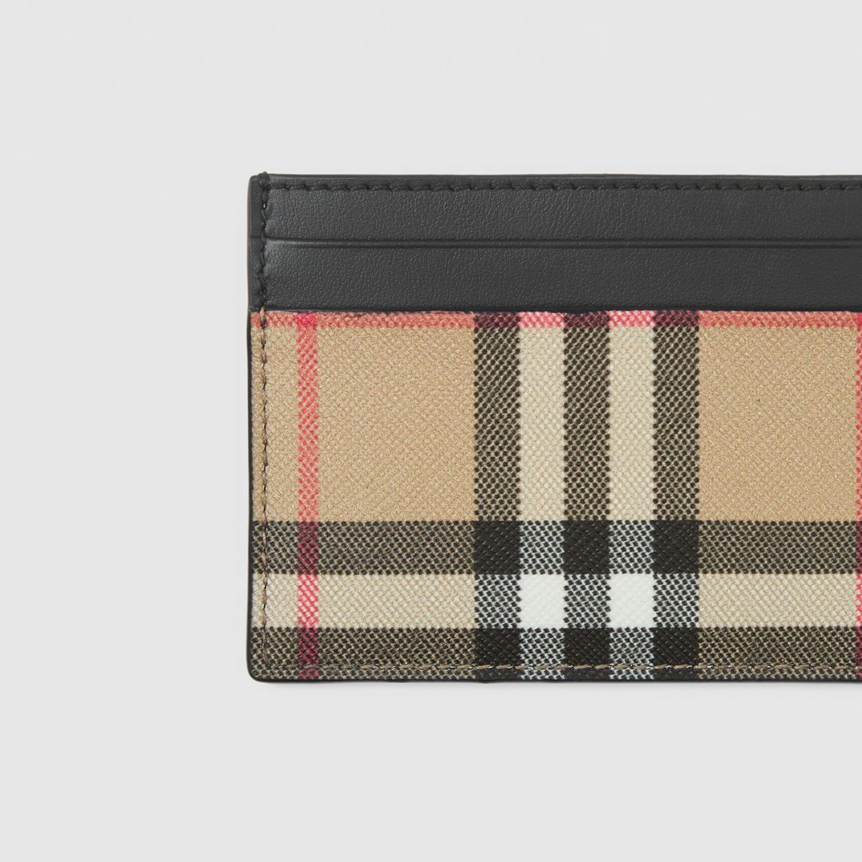 Vintage Check and Leather Card Case - 2