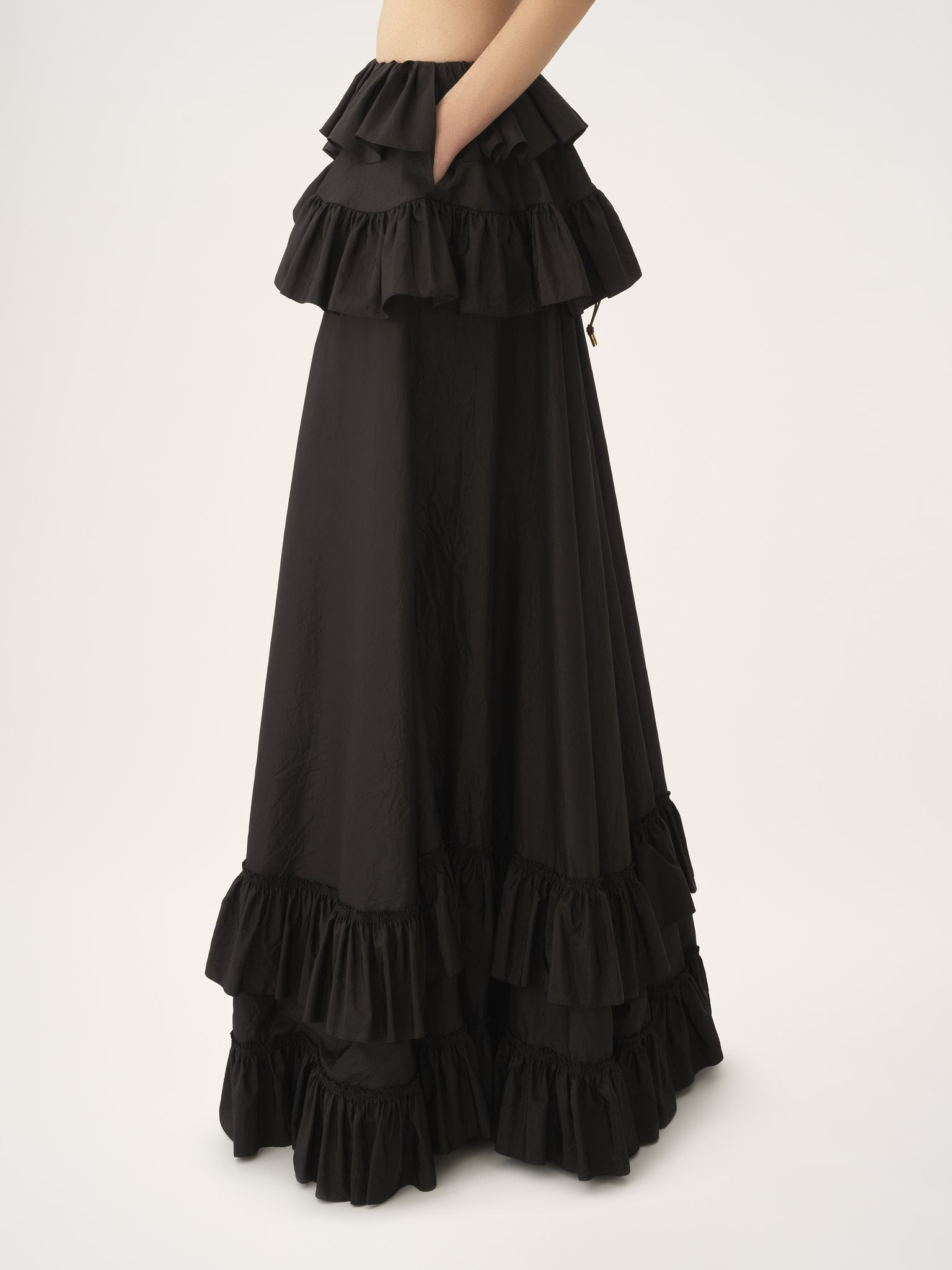 TIERED MAXI SKIRT IN WASHED SILK TAFFETA - 4