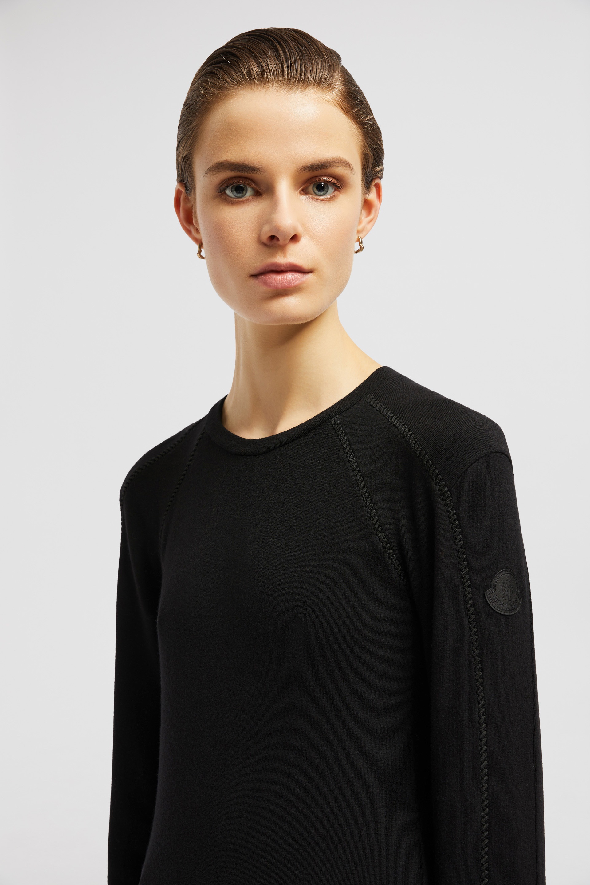 Embroidered Long Sleeve Wool T-Shirt - 4