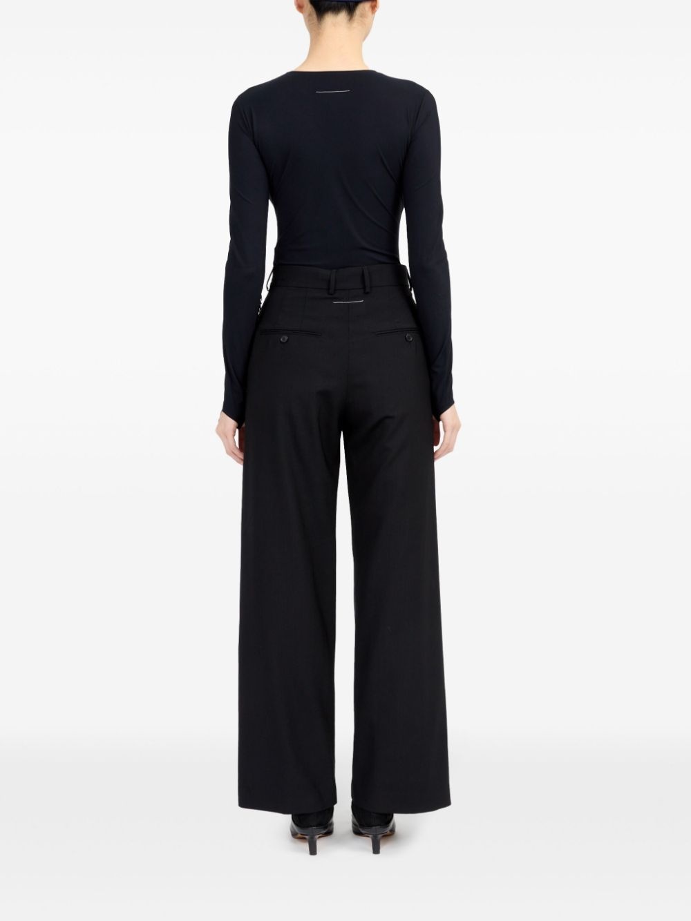 single-stitch logo flared trousers - 4