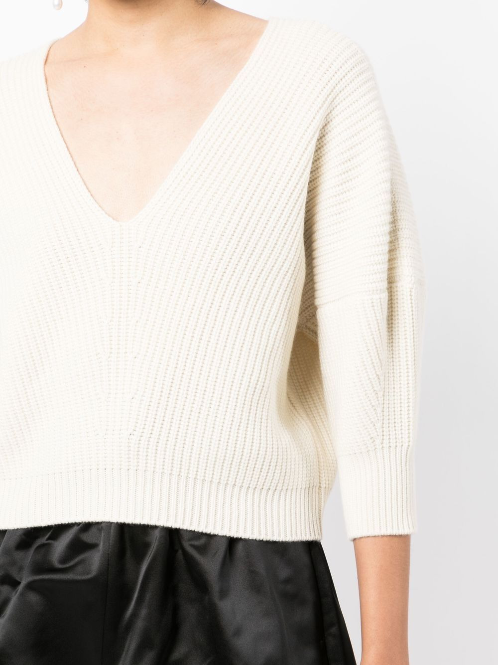 V-neck ribbed-knit jumper - 5