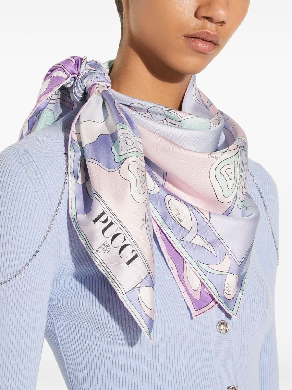 large Orchidee-print silk scarf - 4