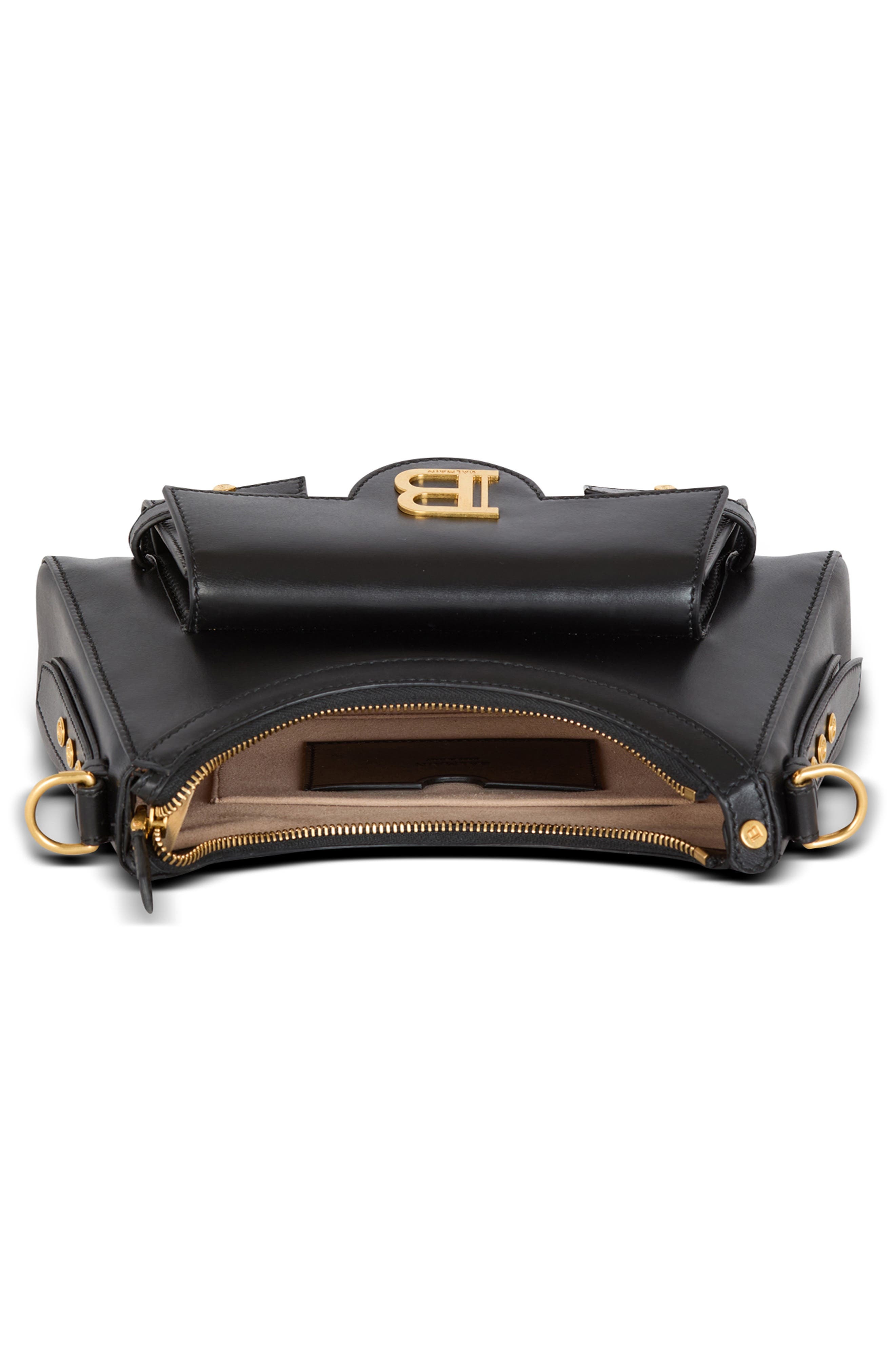 Balmain B-Buzz Leather Top Hobo Bag in 0Pa Black at Nordstrom - 5