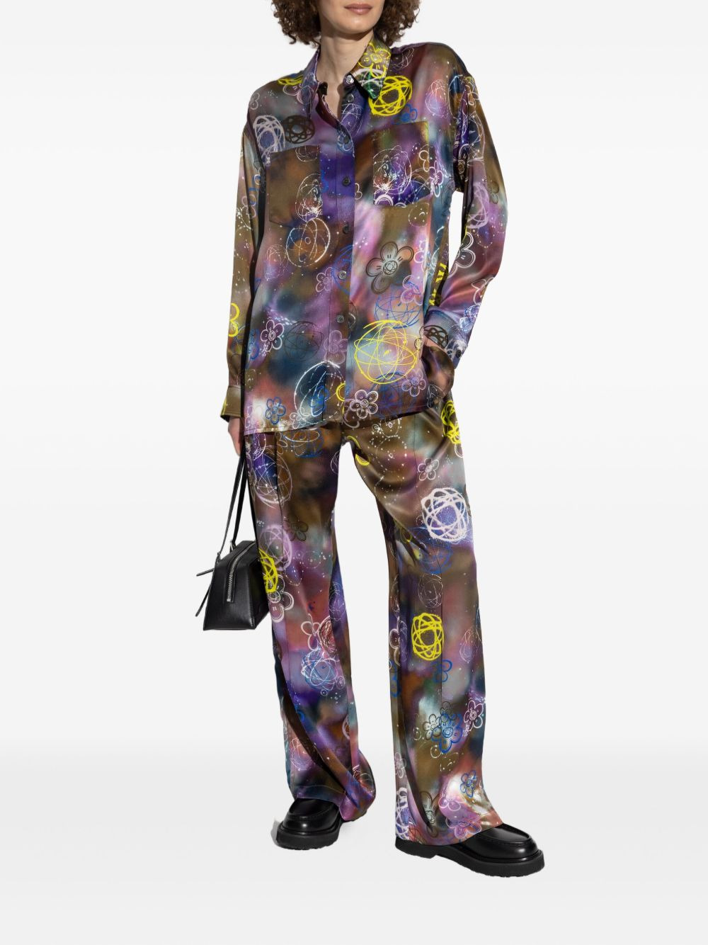 floral-print drawstring straight trousers - 2