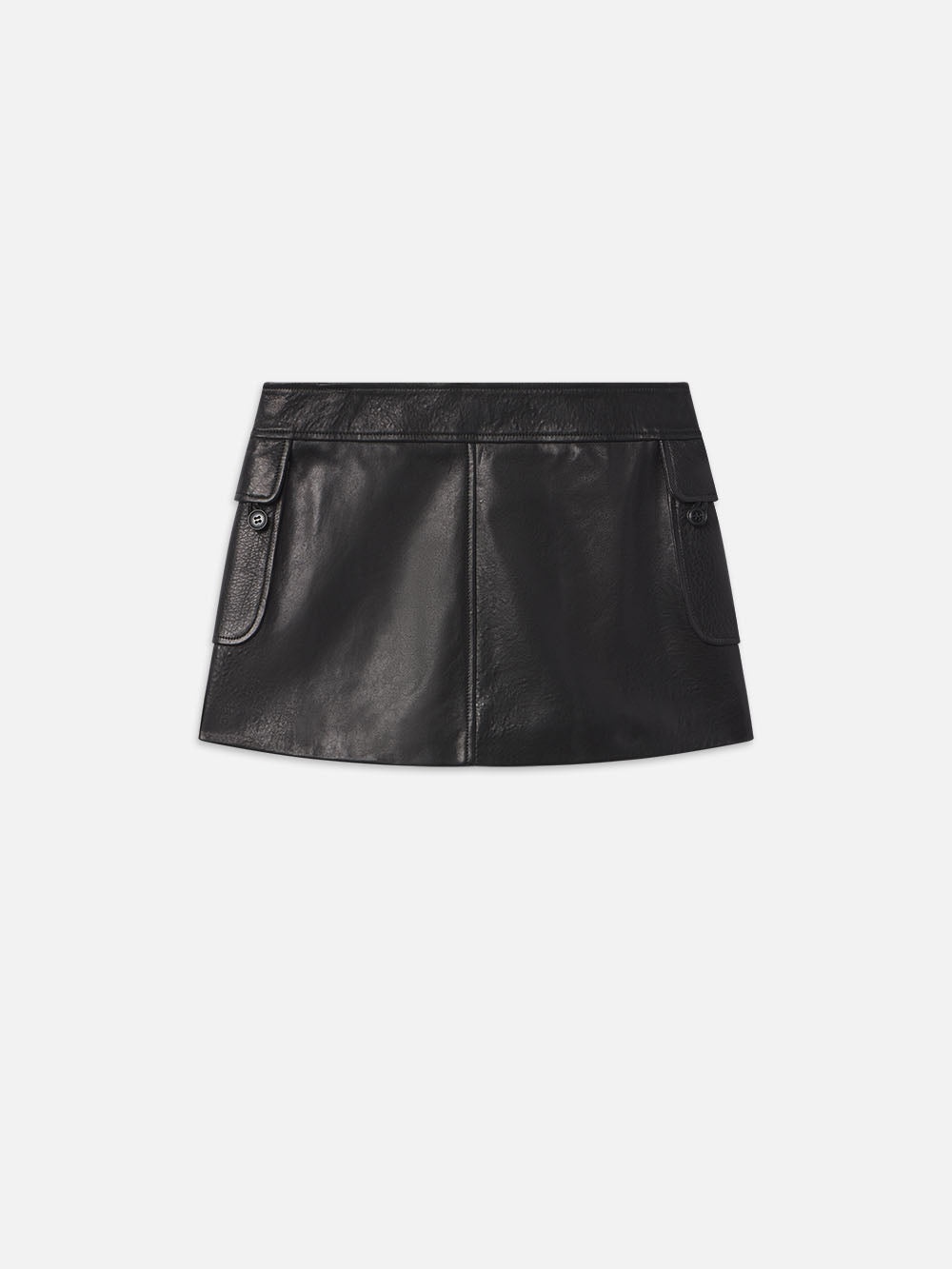 Leather Cargo Mini Skirt in Black - 3